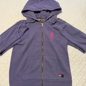 Women’s ' Purple Zip-Up Hoodie with Pink Bolt